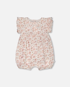Barboteuse Pointelle Fleurs Roses 3 à 24 mois