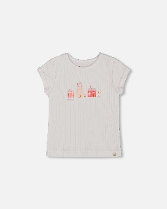 T-Shirt Imprimé Maisons Roses 2 à 8 ans