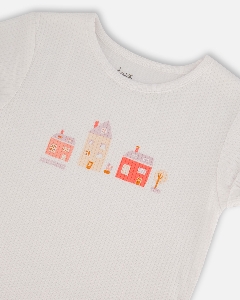 T-Shirt Imprimé Maisons Roses  2 à 8 ans