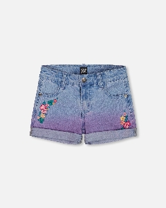 Short Denim Fleurs 2 à 12 ans
