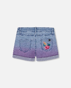 Short Denim Fleurs  2 à 12 ans