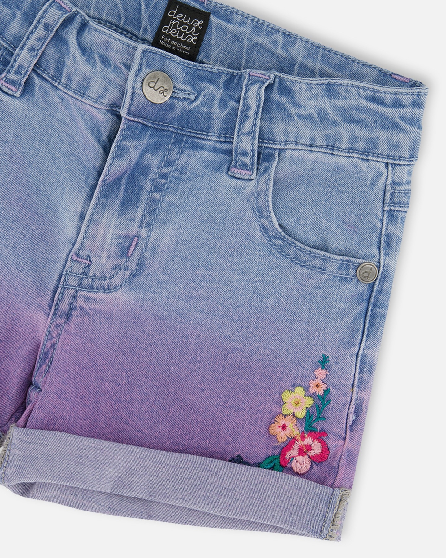 Short Denim Fleurs 2 à 12 ans
