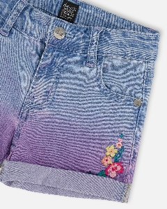 Short Denim Fleurs  2 à 12 ans