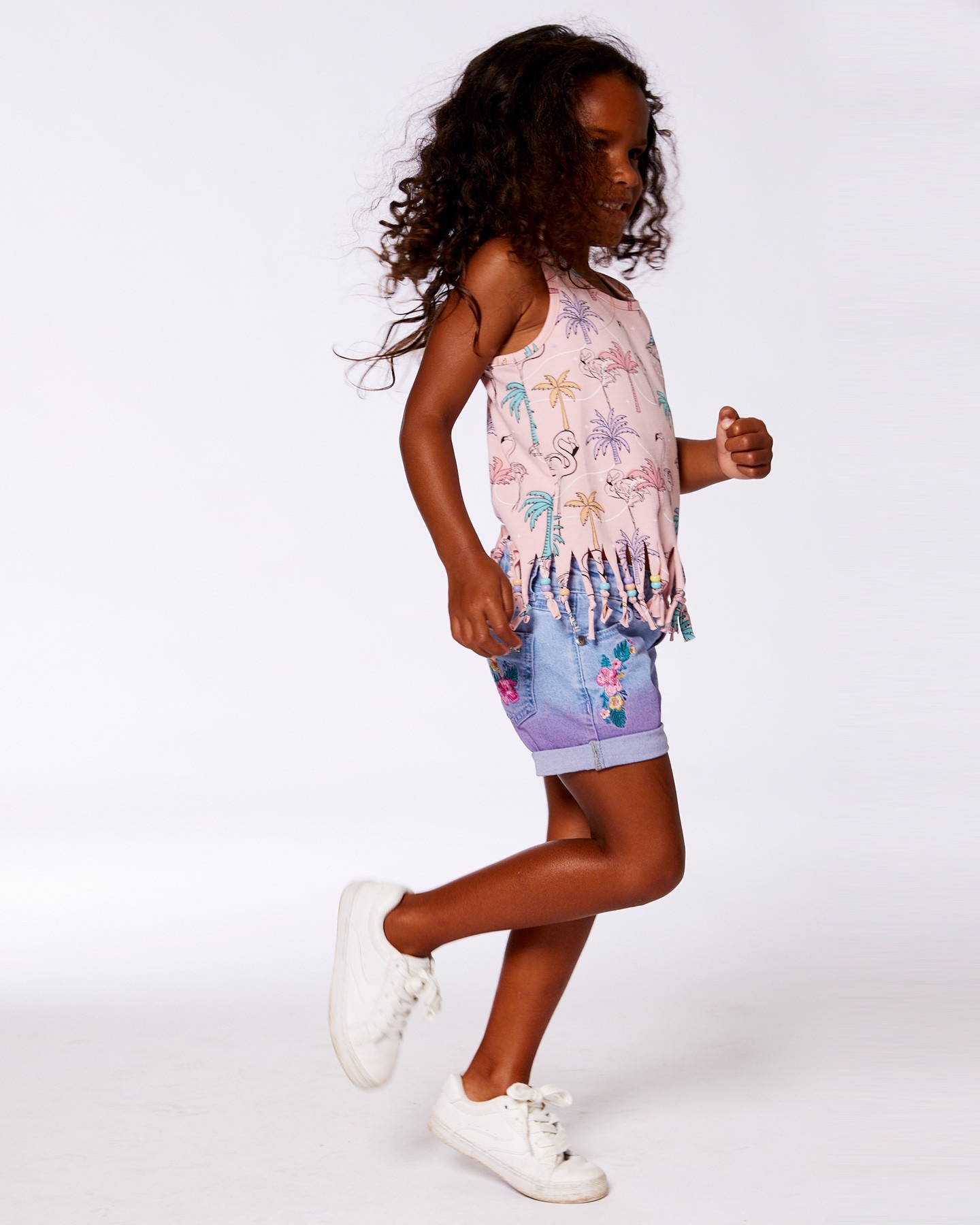 Short Denim Fleurs 2 à 12 ans