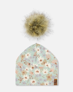 Tuque à pompon Fleurs 2 à 14 ans