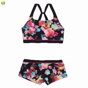 Maillot 2 pièces Fleurs 4 à 14 ans