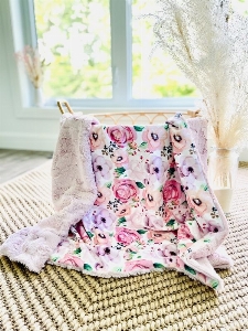 Couverture Minky- Bégonia