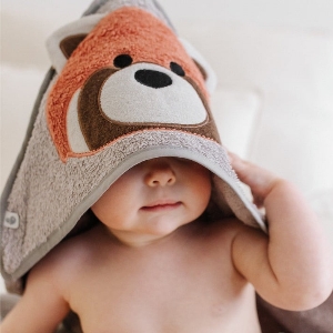 Serviette Capuchon Bébé-Panda Roux